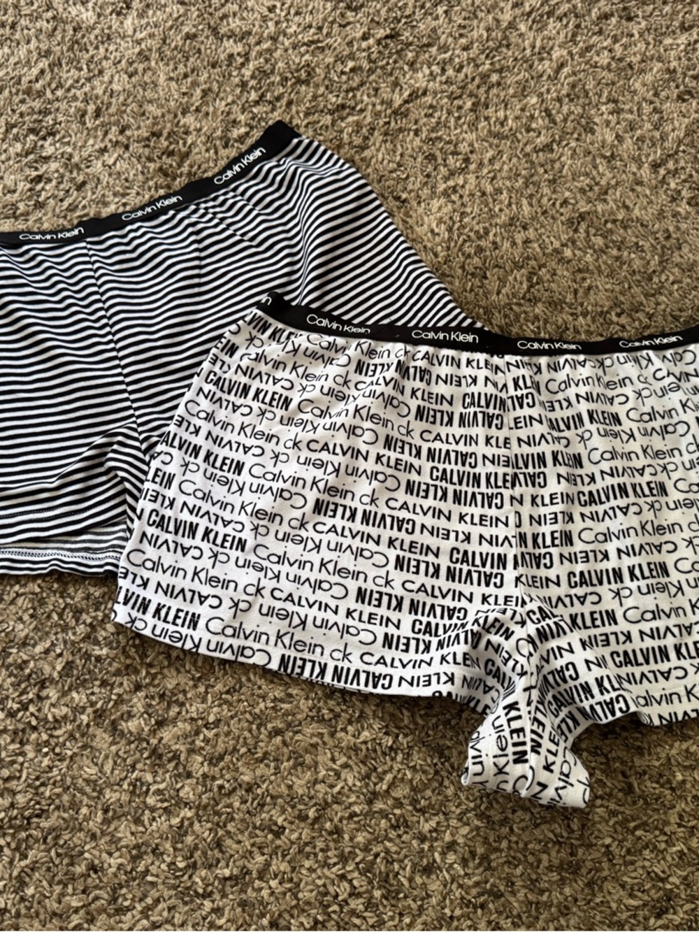 Calvin Klein Black & White Logo and Stripe sleep shorts Set